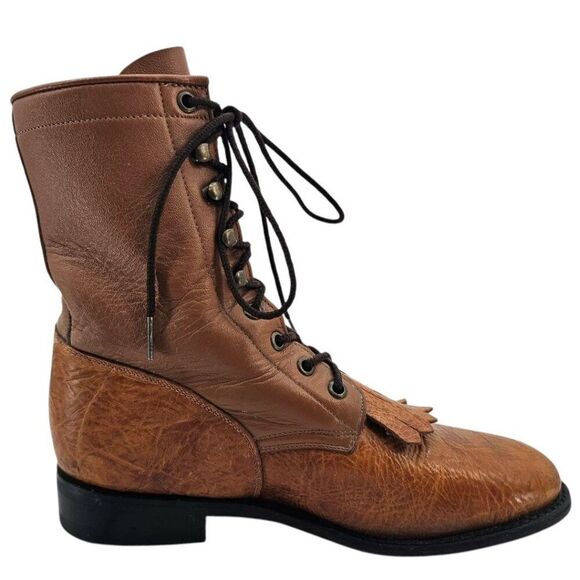 Dan Post Zecuda Mens 8.5B Leather Lace Up Fringe Boot - Picture 2 of 13